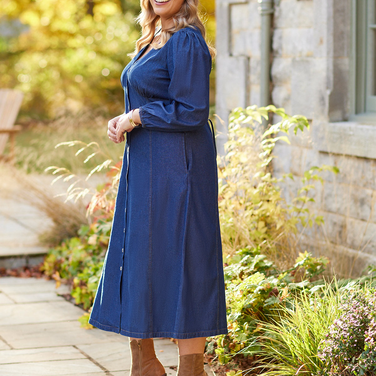 denim dress soft Midi with Pockets Women's size:40 Occasions: Fall/Autumn Convenient pockets on the 10 Shoes To Wear