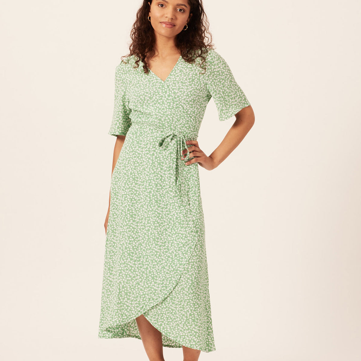 Claire Midi Wrap Dress Green – This is Unfolded