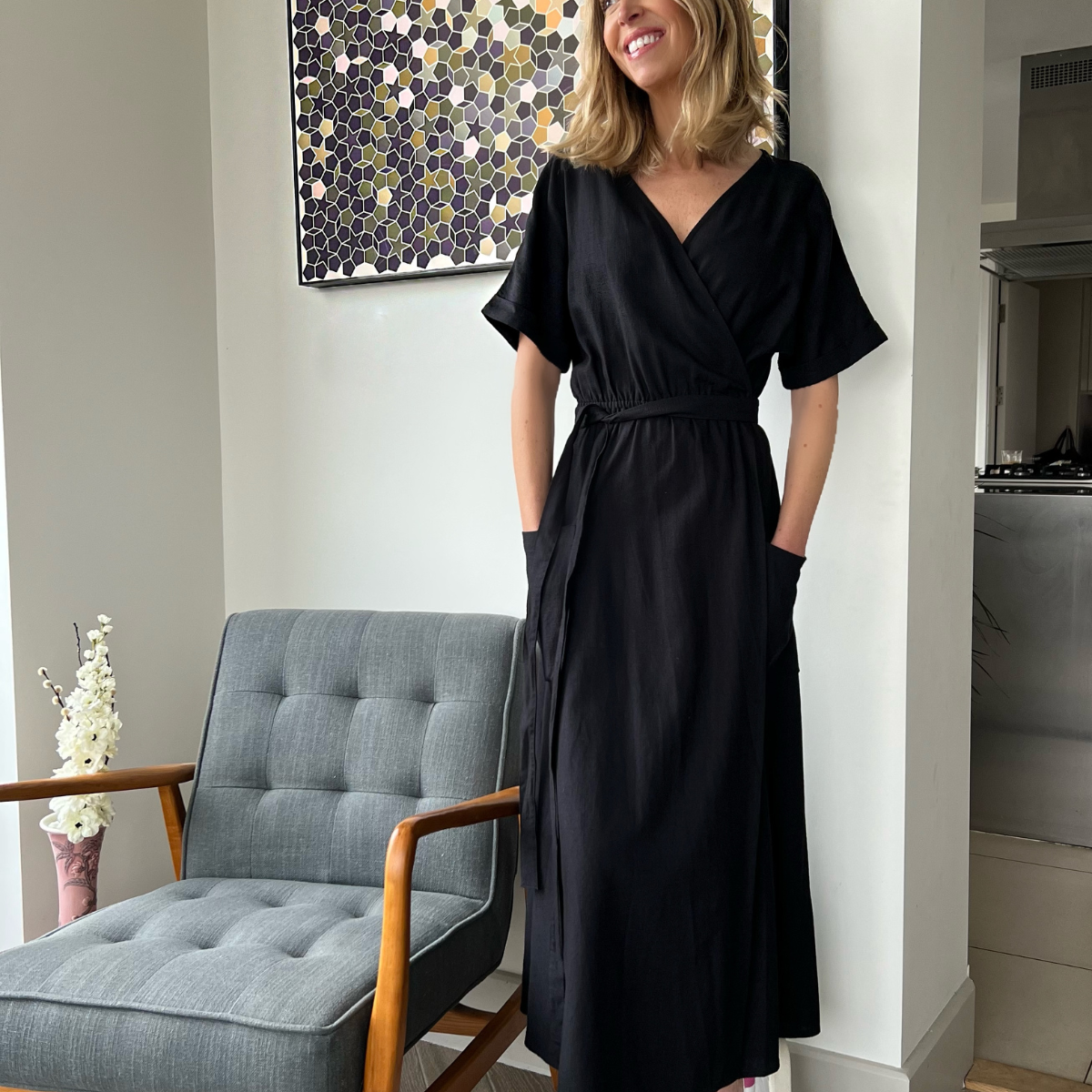 Daisy Wrap Dress Black