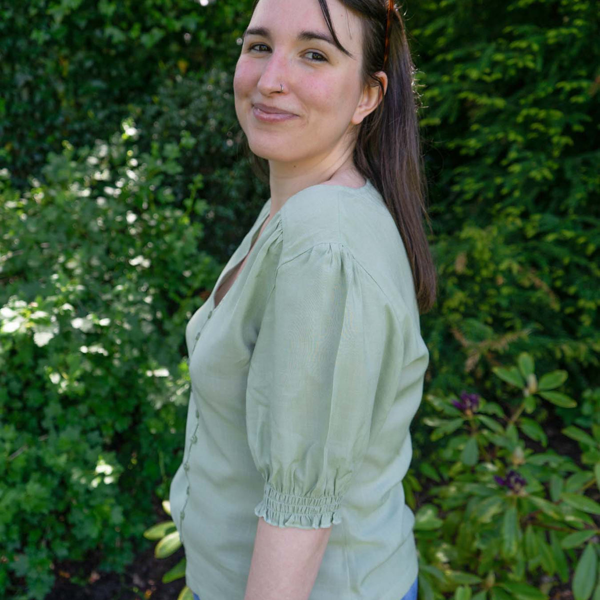 Caroline Button Front Puff Sleeve Top – This is Unfolded