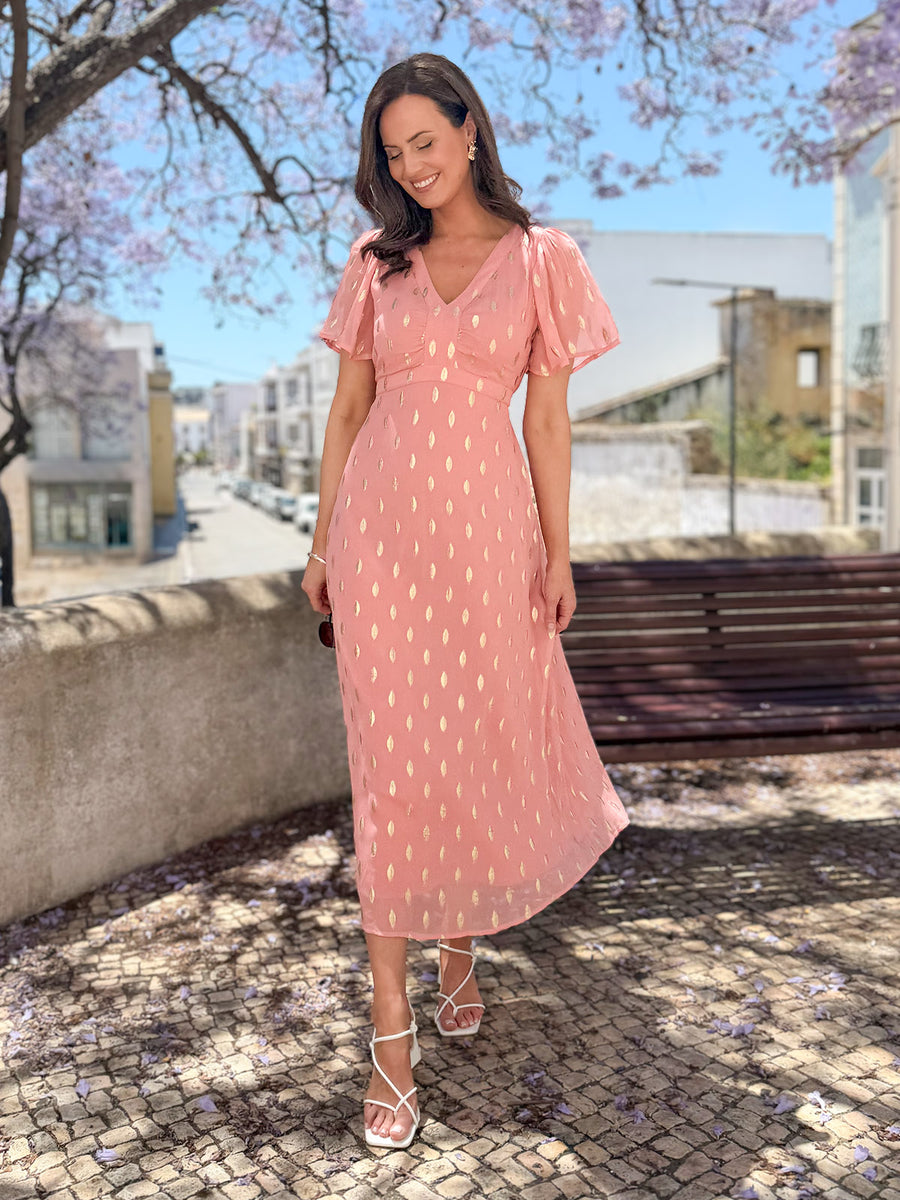 pink lurex dress Long Dress with Lurex Made in Italy