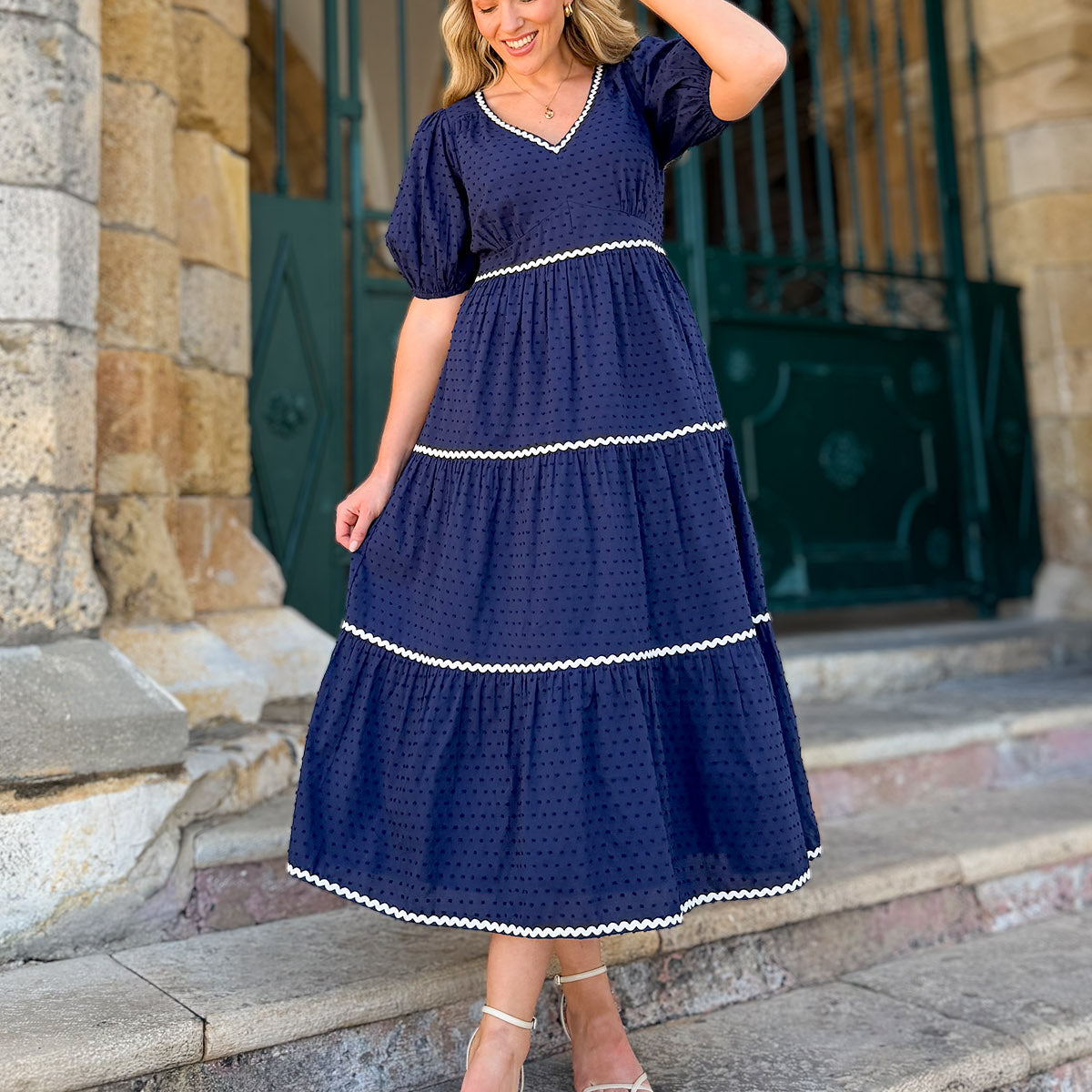 Nelly Ric Rac Dress - Navy & White – This is Unfolded