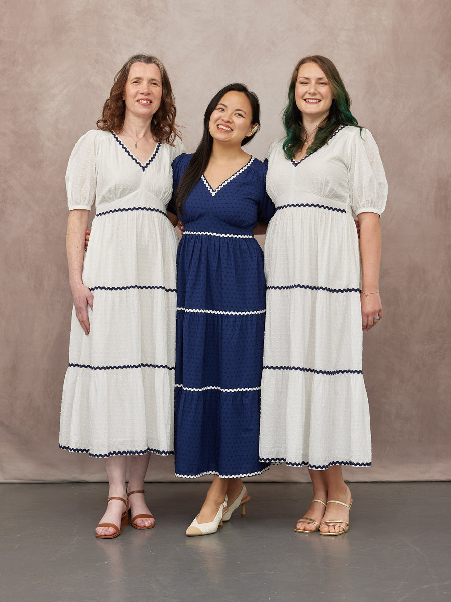 Nelly Ric Rac Dress - White & Navy