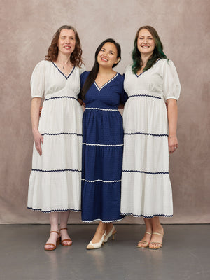 Nelly Ric Rac Dress - White & Navy