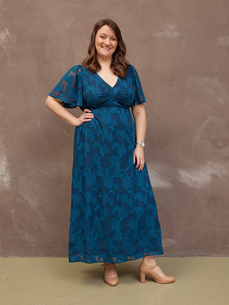 Helena Short Sleeve Jacquard Dress - Floral