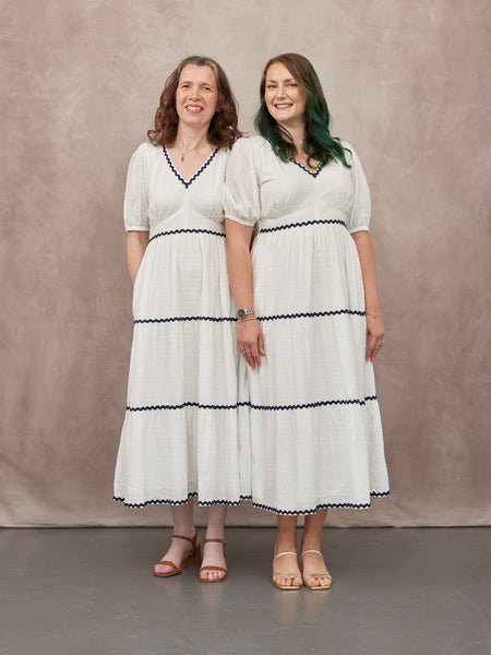 Nelly Ric Rac Dress - White & Navy
