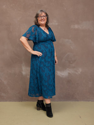 Helena Short Sleeve Jacquard Dress - Floral