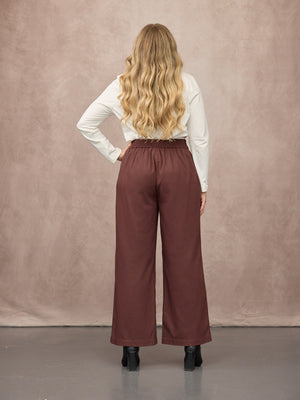Lana Wide Leg Trouser - Plum Brown