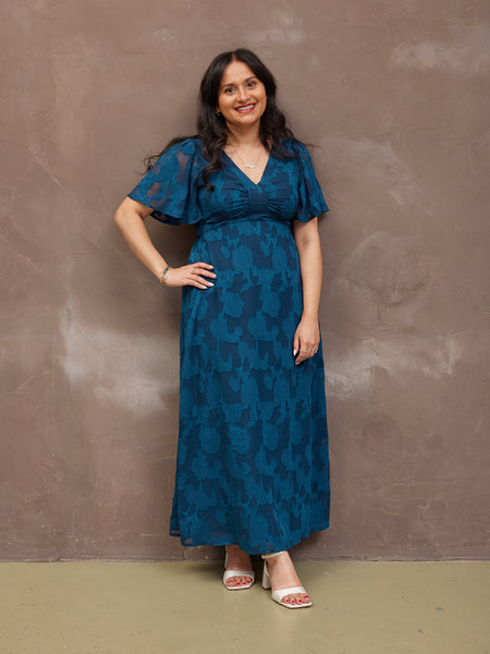 Helena Short Sleeve Jacquard Dress - Floral