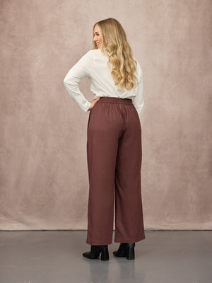 Lana Wide Leg Trouser - Plum Brown