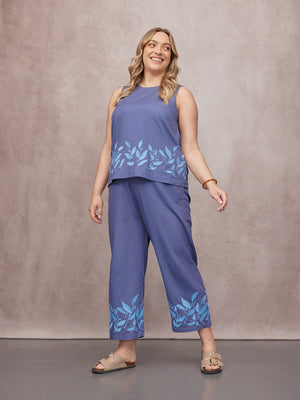 Verity Embroidered Trouser - Blue