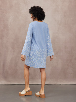 NAME Embroidered Tunic Dress - Blue & White