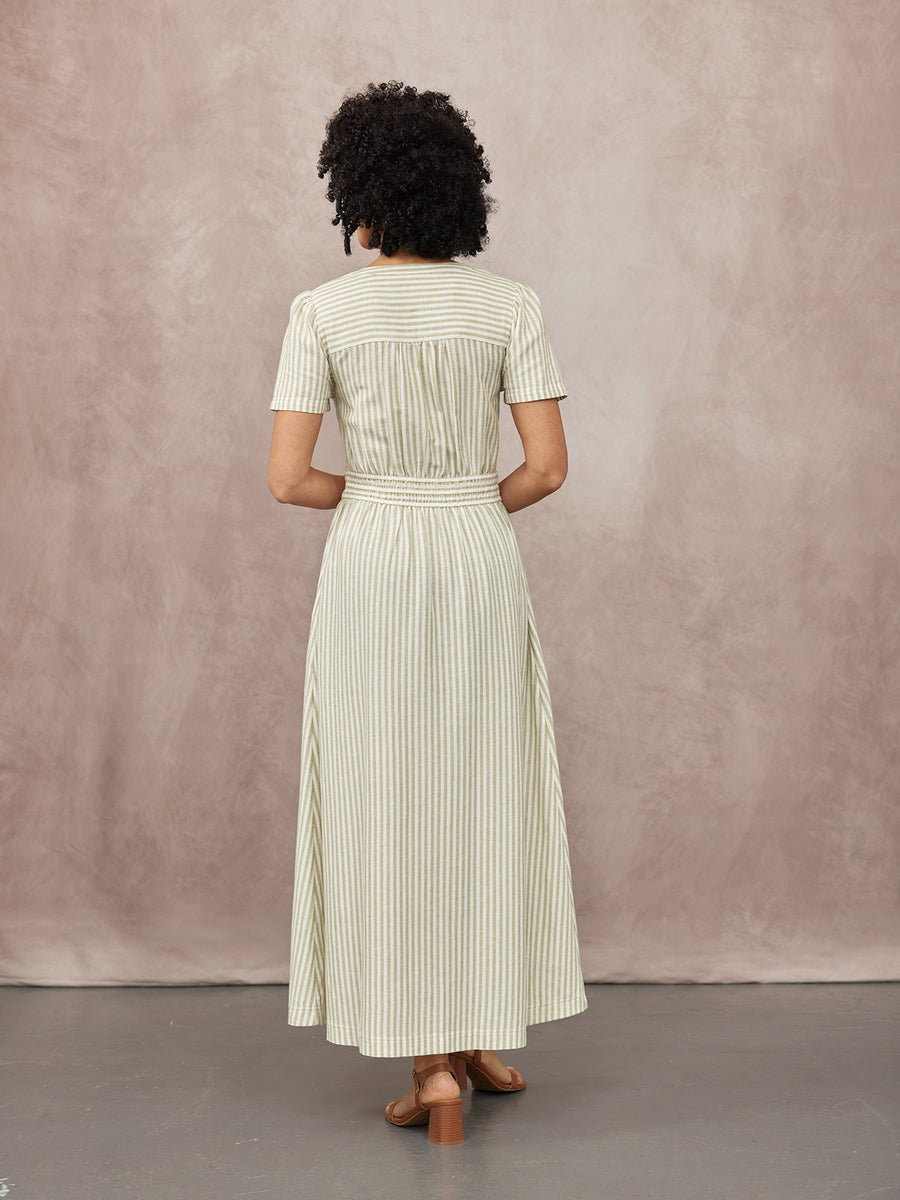 Diana Stripe Dress - Green & White