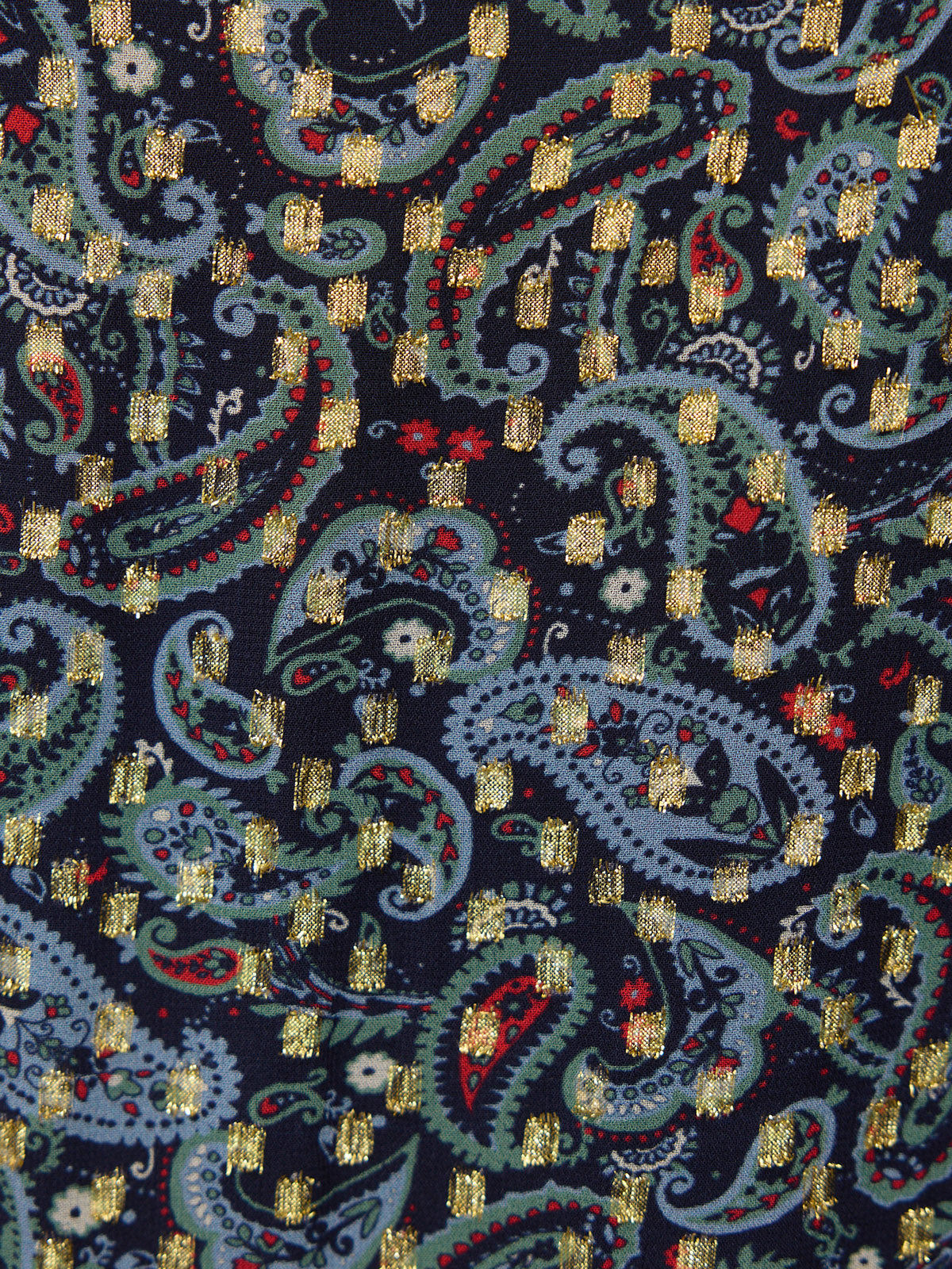 Sharmini Square Neck Paisley Print Lurex Dress - Multi & Gold