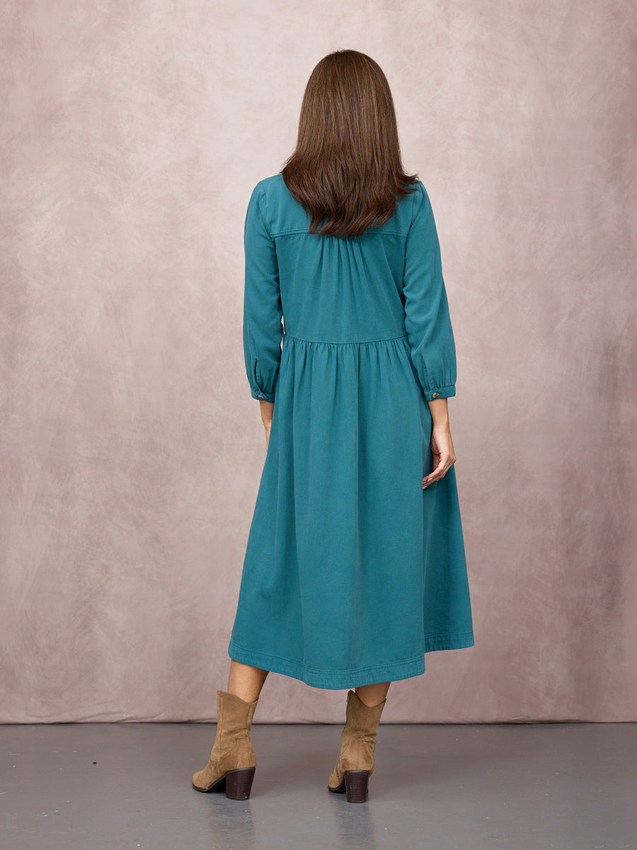 Daisie Denim Shirt Dress - Teal