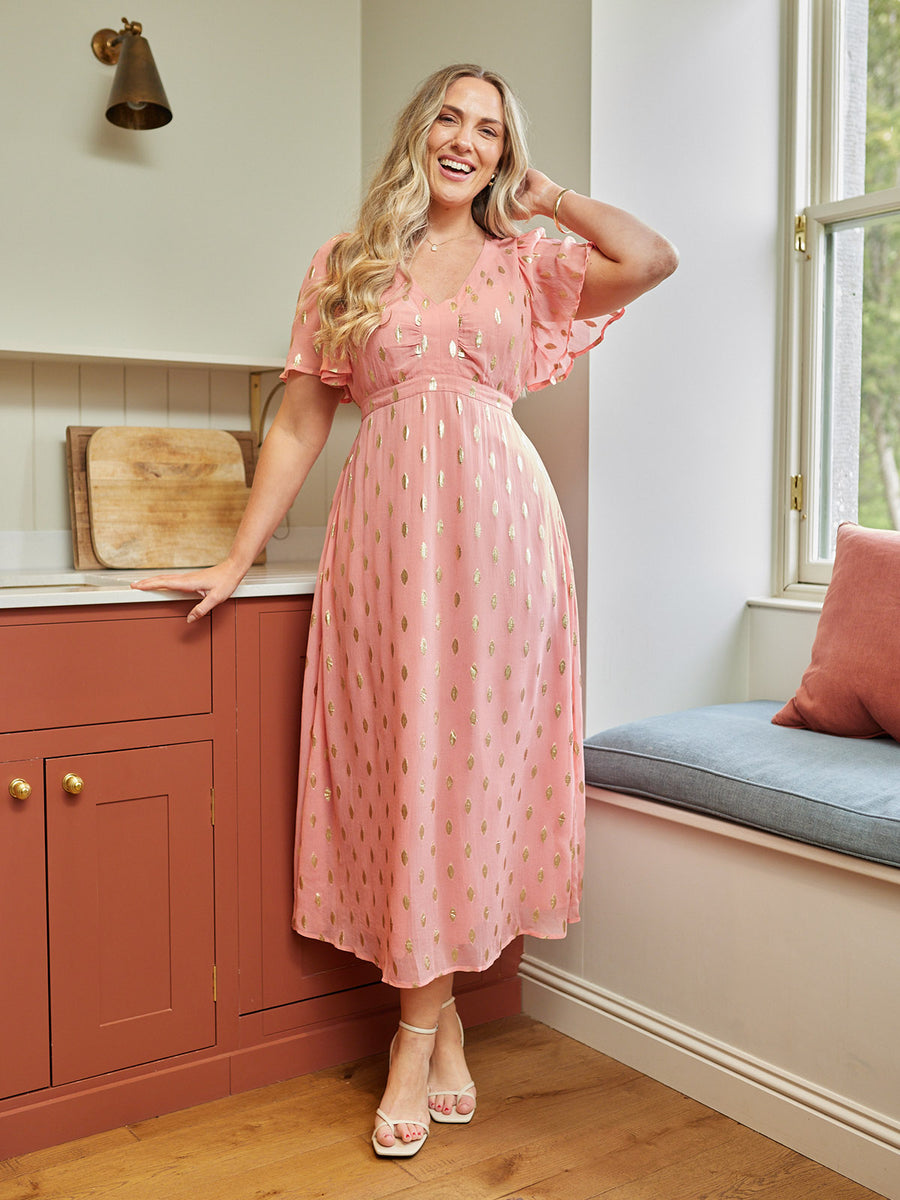 pink lurex dress Pink Lurex Midaxi Dress