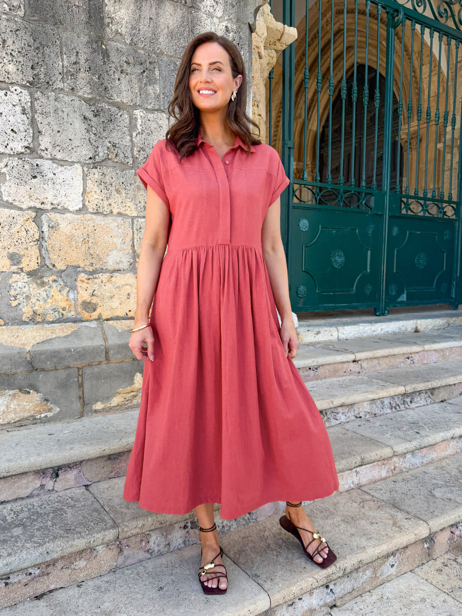 linen shirt dress for women Rhiona Linen Shirt Dress