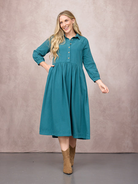 Daisie Denim Shirt Dress - Teal