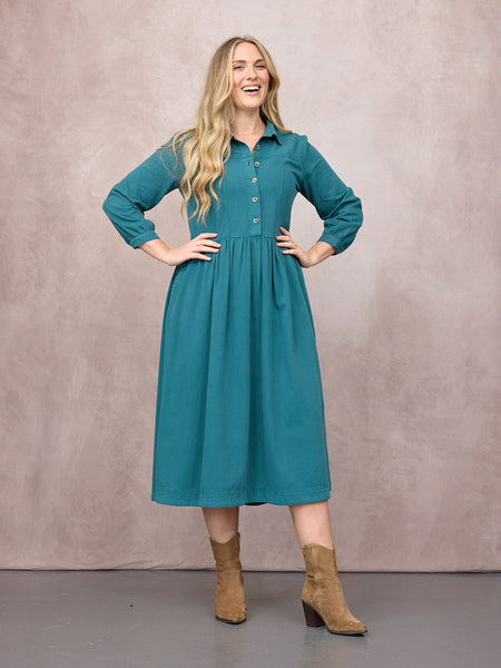 Daisie Denim Shirt Dress - Teal