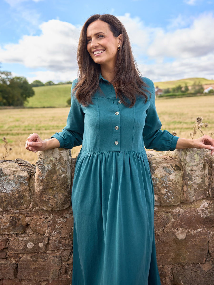 Daisie Denim Shirt Dress - Teal