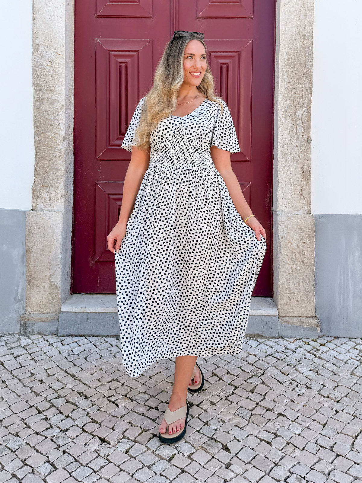 Maddie Short Sleeve Dress - Polka Dot Print – This is Unfolded