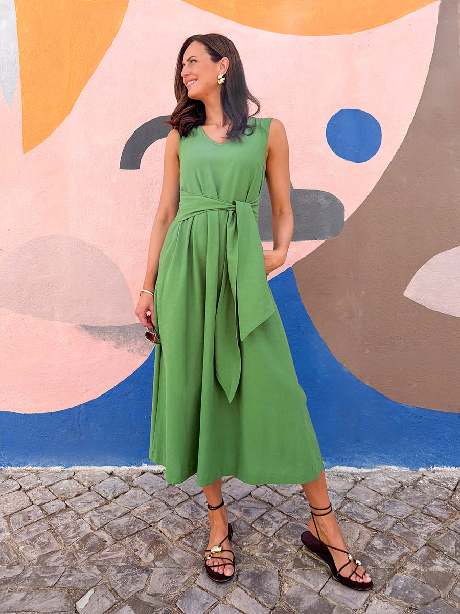 green tie waist dress Buy Friends Like These Khaki Green Curve Puff Sleeve Raglan Tie Waist Belt Midi Dress from Next USA