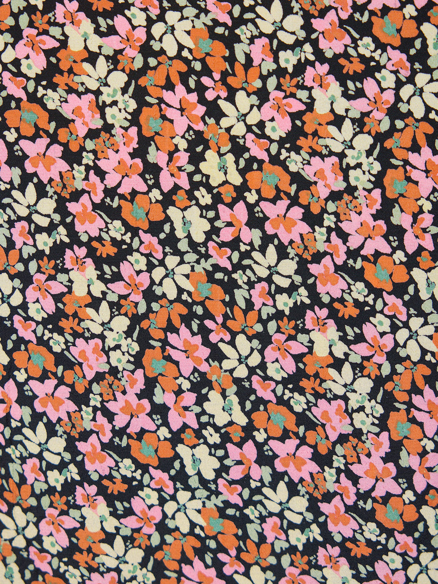 Gillian Shirred Bodice Dress - Multi-Coloured Floral Print