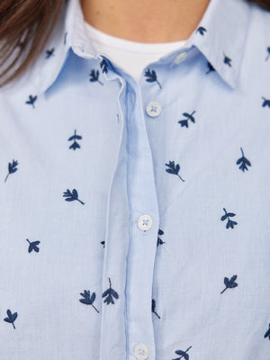 Sandra Embroidered Stripe Shirt - Blue & White