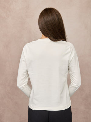 Wanda Long Sleeve Jersey Top - Off White