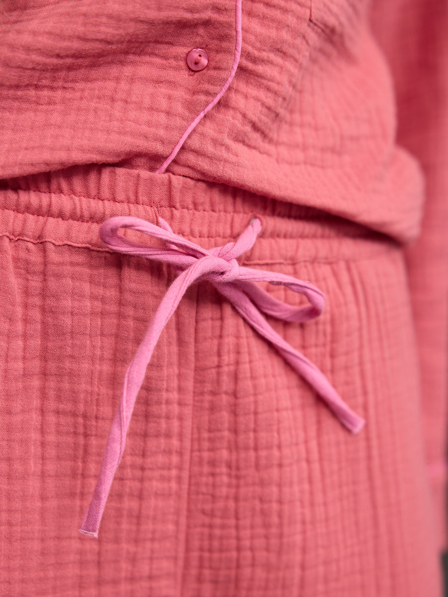 Annie Crinkle Scallop Pyjama Set - Pink