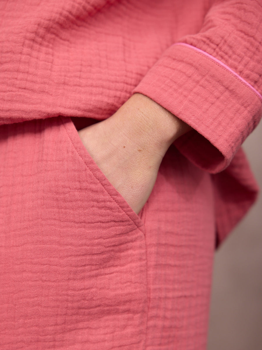 Annie Crinkle Scallop Pyjama Set - Pink