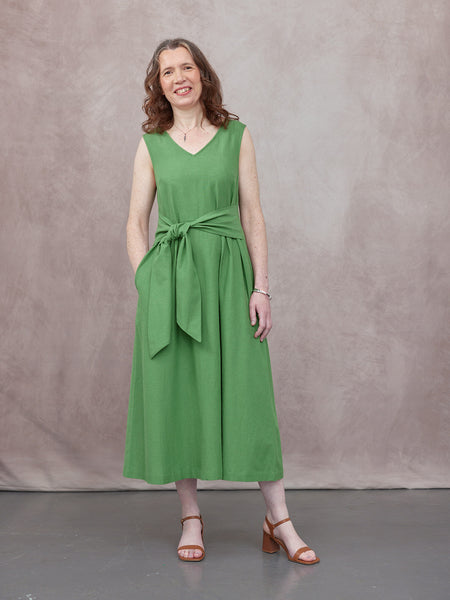 Ruth Sleeveless Tie Waist Dress - Green
