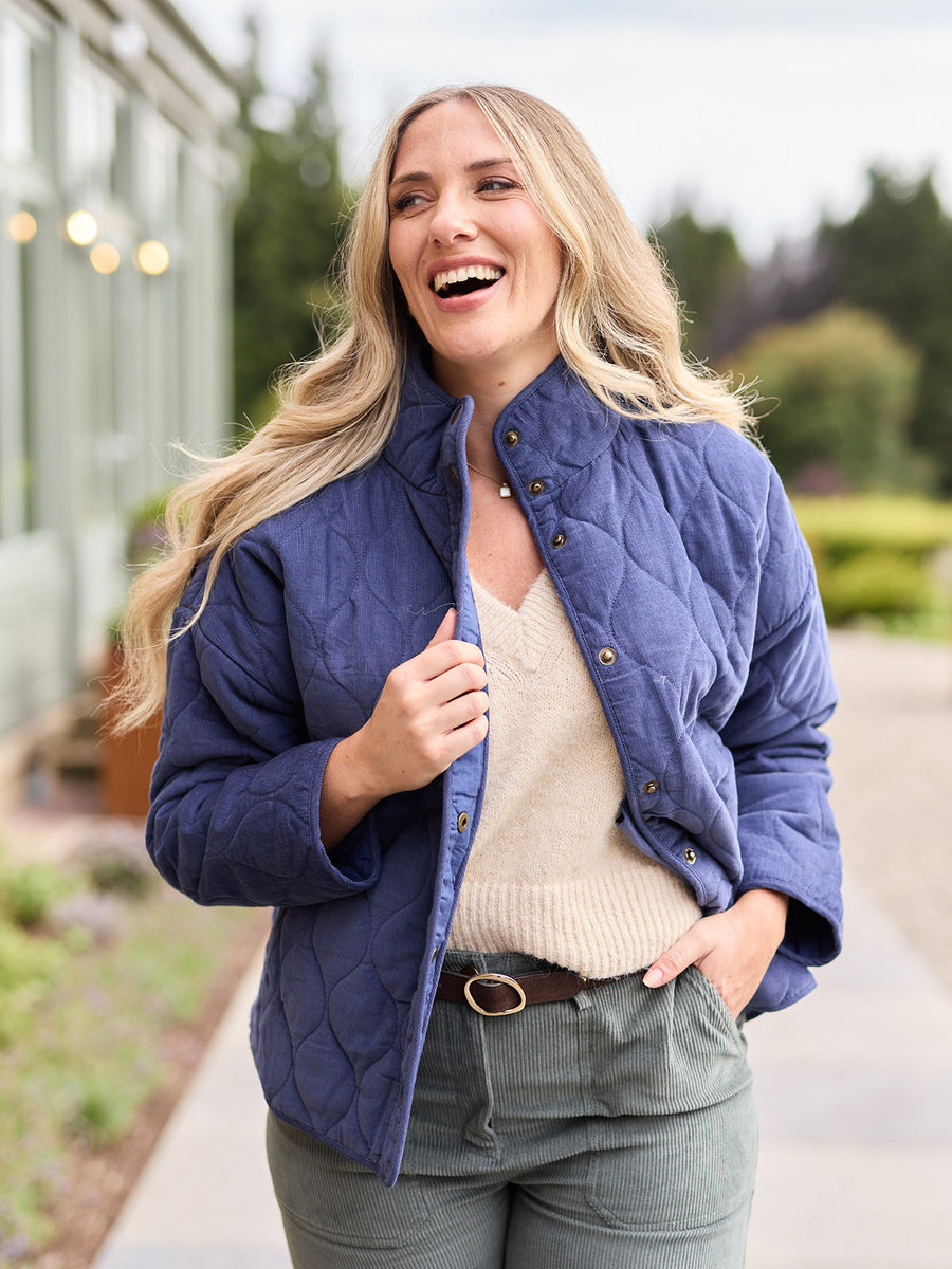 Nancy Quilted Cord Jacket - Blue