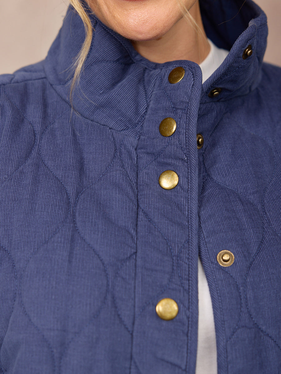 Nancy Quilted Cord Jacket - Blue