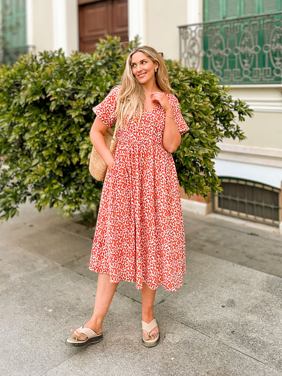 Fern Dress - Terracotta Print - Sample