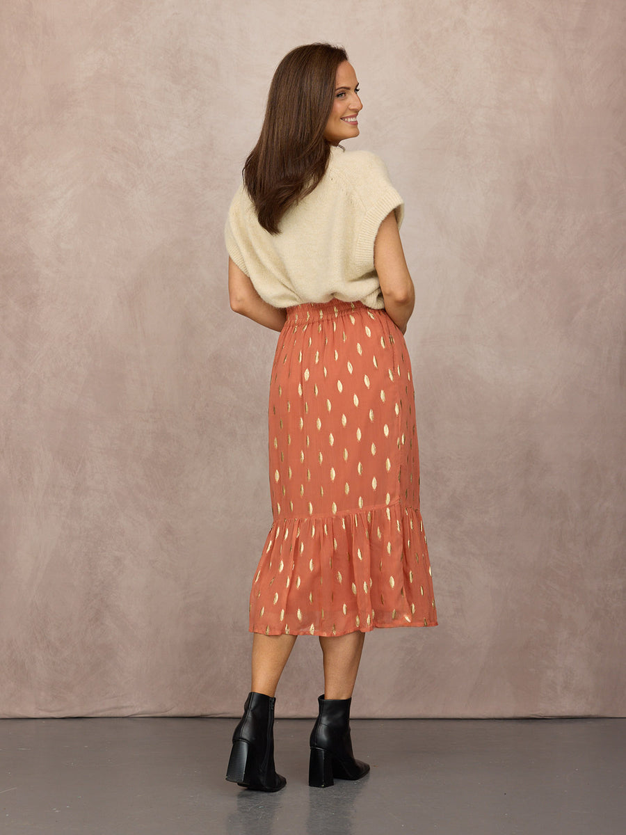 Stephanie Lurex Skirt - Cinnamon & Gold