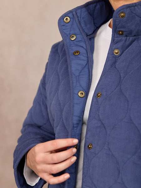 Nancy Quilted Cord Jacket - Blue