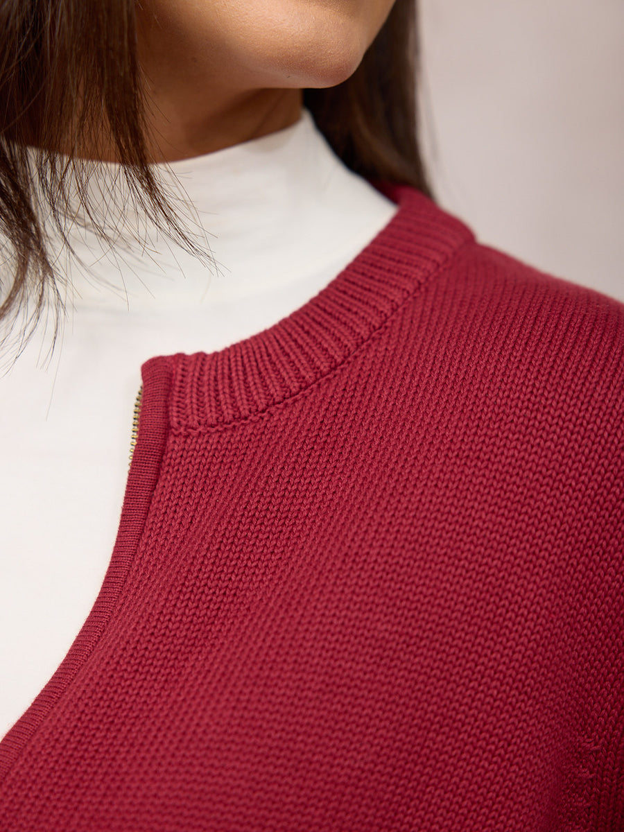 Ellie Zip-Through Knit - Red