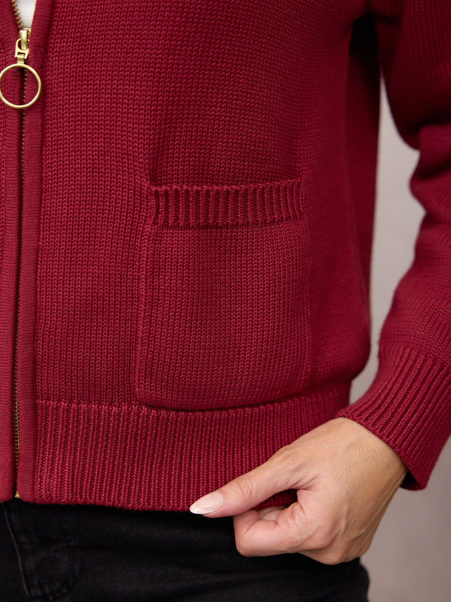 Ellie Zip-Through Knit - Red