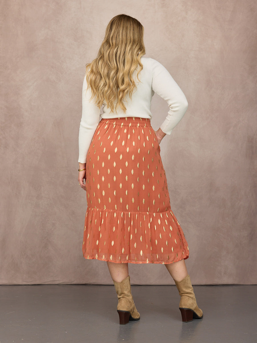 Stephanie Lurex Skirt - Cinnamon & Gold