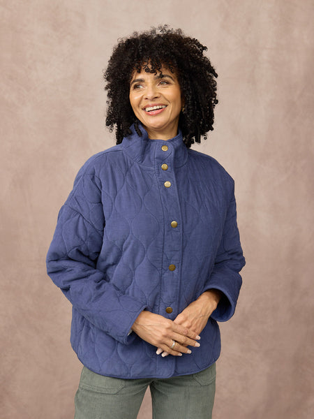 Nancy Quilted Cord Jacket - Blue