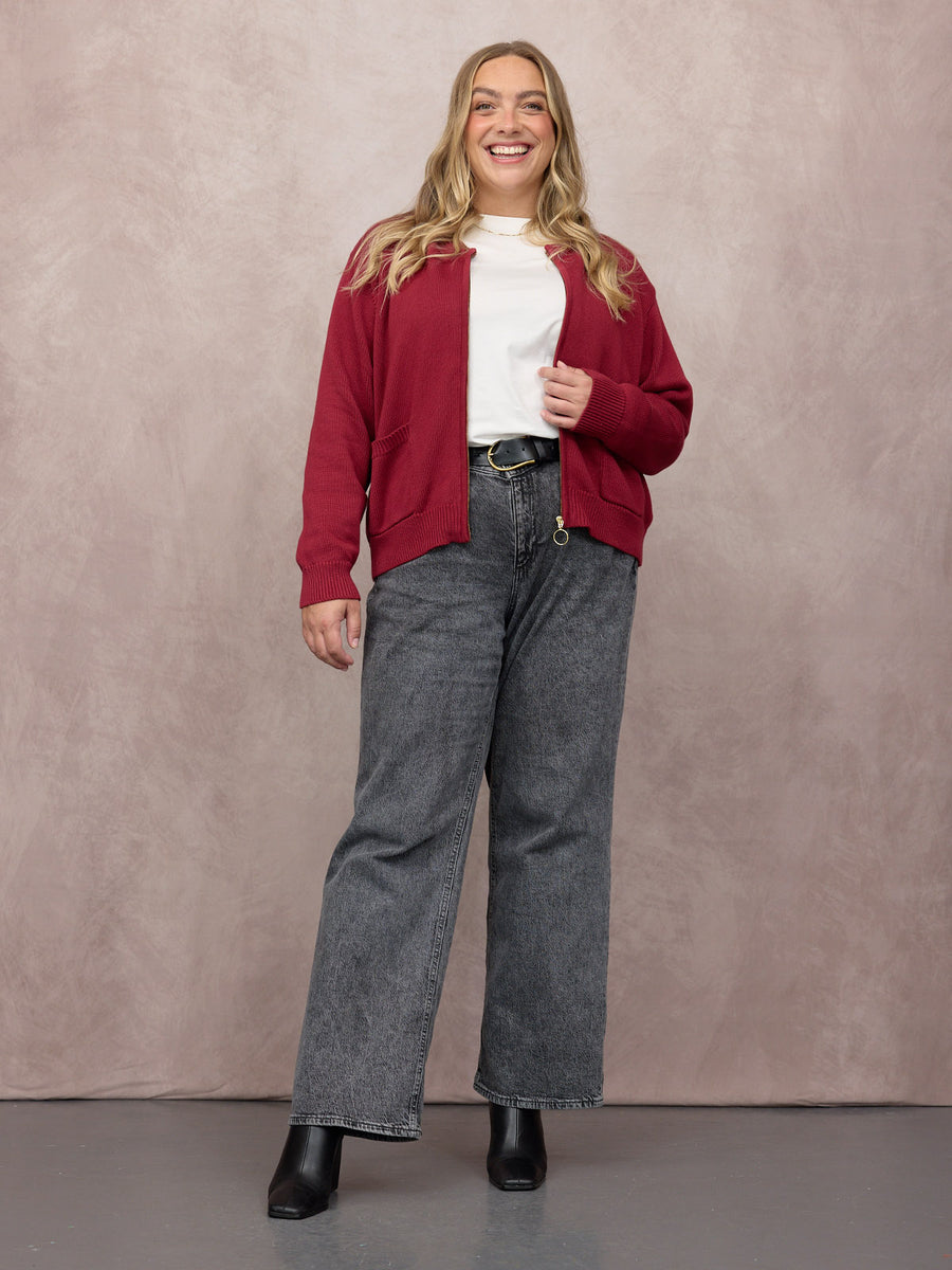 Ellie Zip-Through Knit - Red