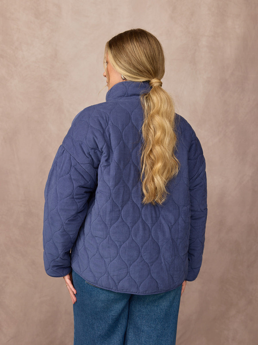 Nancy Quilted Cord Jacket - Blue