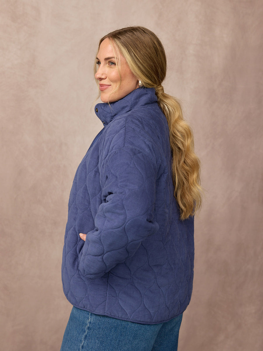 Nancy Quilted Cord Jacket - Blue