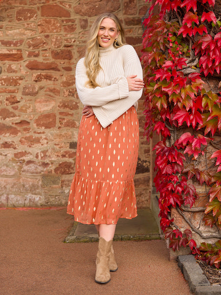 Stephanie Lurex Skirt - Cinnamon & Gold