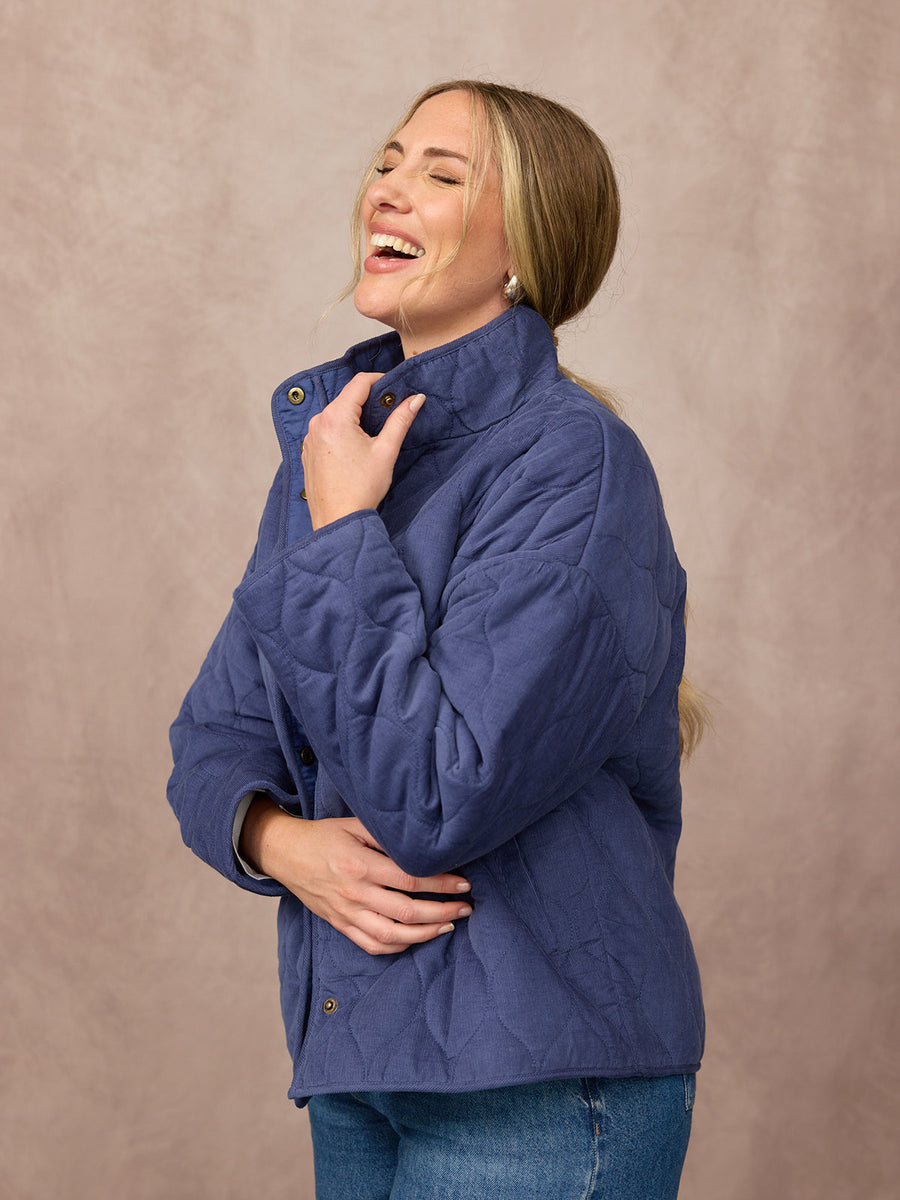 Nancy Quilted Cord Jacket - Blue