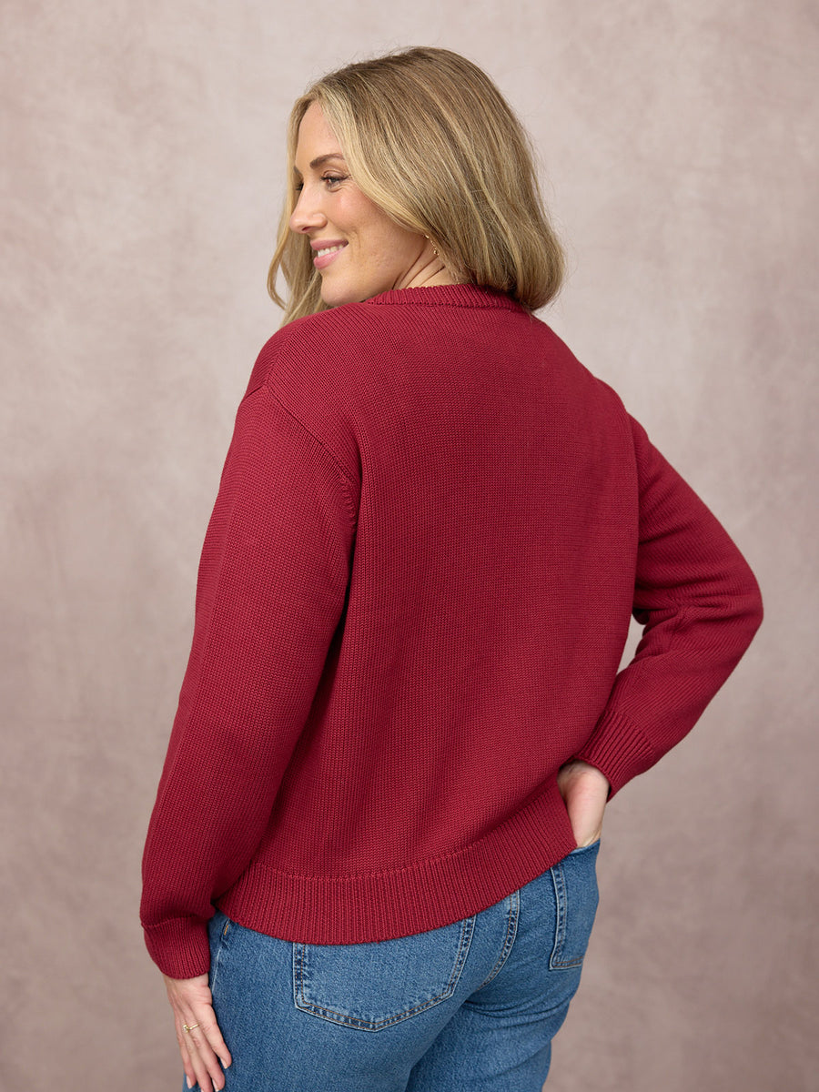 Ellie Zip-Through Knit - Red
