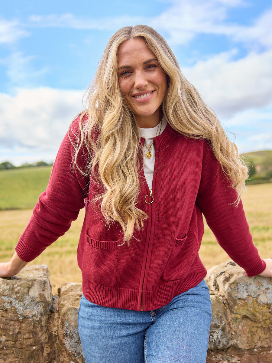 Ellie Zip-Through Knit - Red