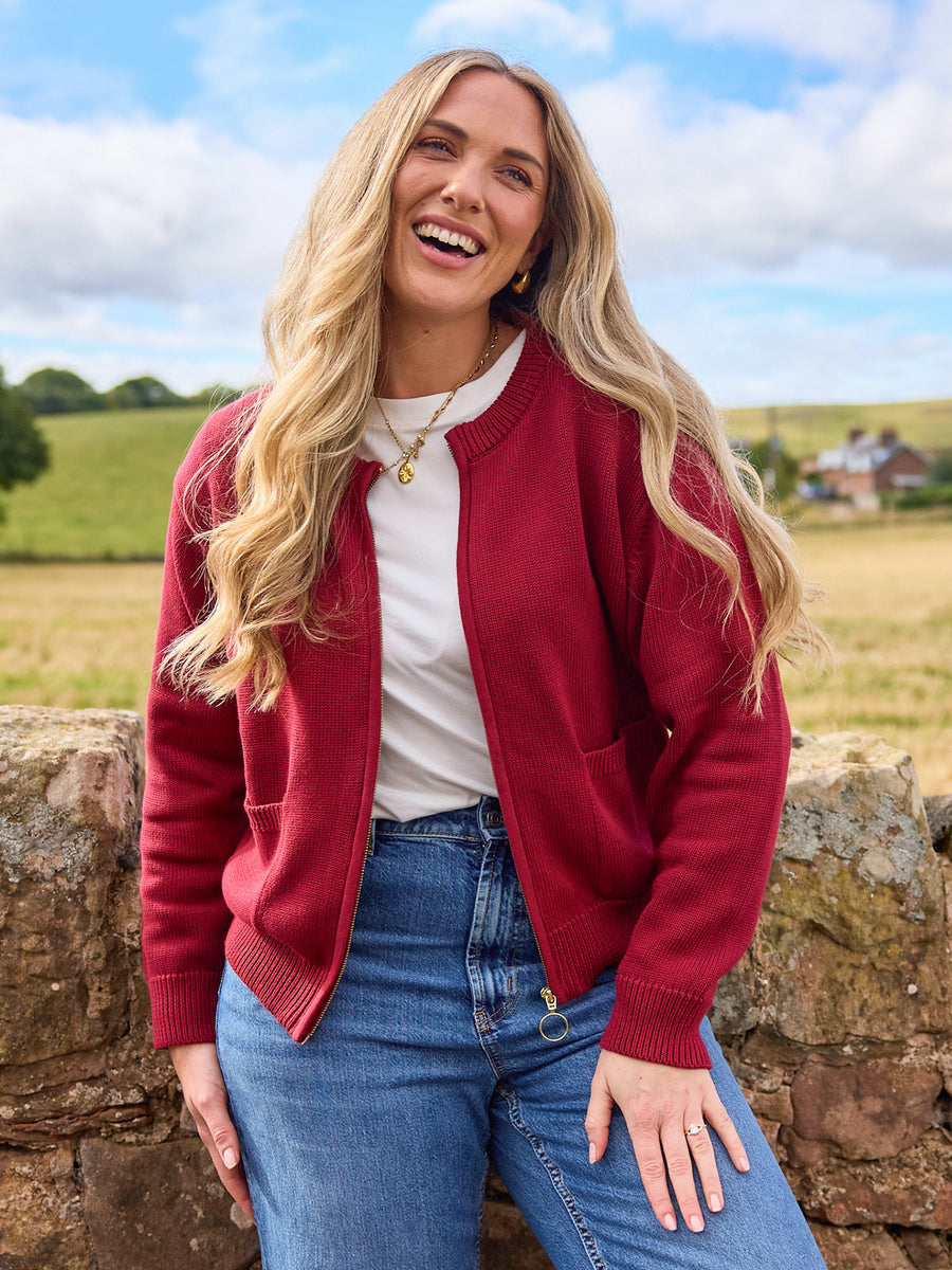 Ellie Zip-Through Knit - Red