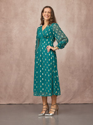 _0003_C26-Loulou-V-Neck-Long-Sleeve-Lurex-Dress-Teal-Gold-CUSTOMER-04.jpg